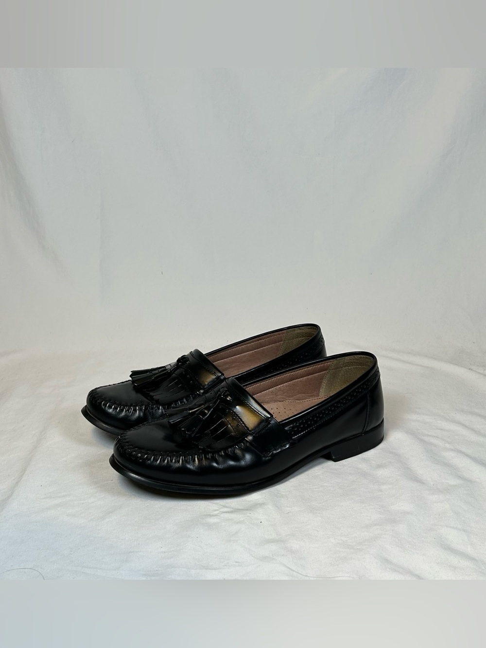 GH Bass Mens Grammer Black Leather Weejuns Tassel Kiltie Dress Loafers~9.5W~